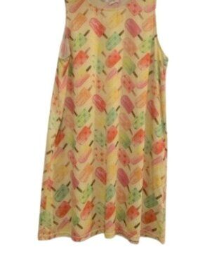 Exist Womens Tank Dress Yellow Novelty Fruit Popsicle Print Knit Kiddiecore L